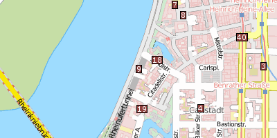 Stadtplan Rheinuferpromenade Düsseldorf