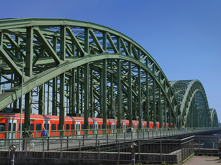 Hohenzollernbrücke mit Zug