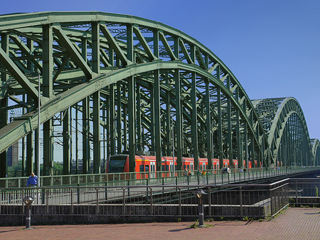 Hohenzollernbrücke mit Zug Foto 